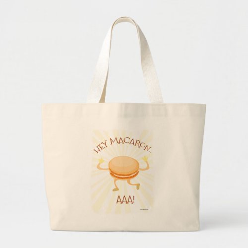 Hey Macaron Dance Cookie Cute Cartoon Slogan  Large Tote Bag