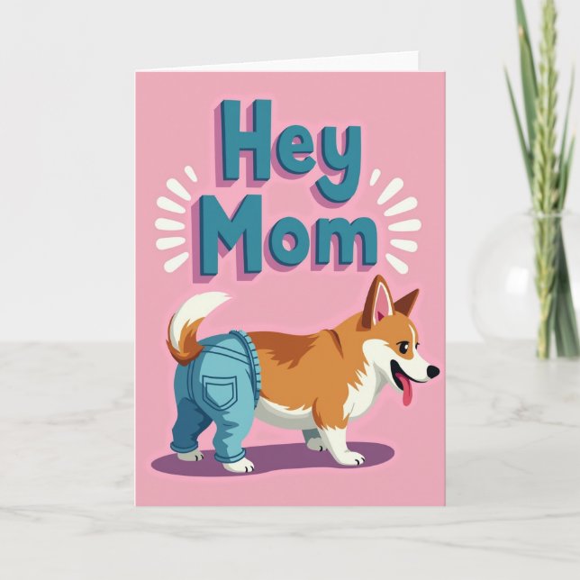 Hey Mom Happy Dog Pattern Card (Front)