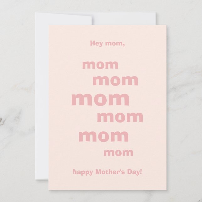 Hey Mom, Pink Hearts Glitter Happy Mother's Day Holiday Card (Front)
