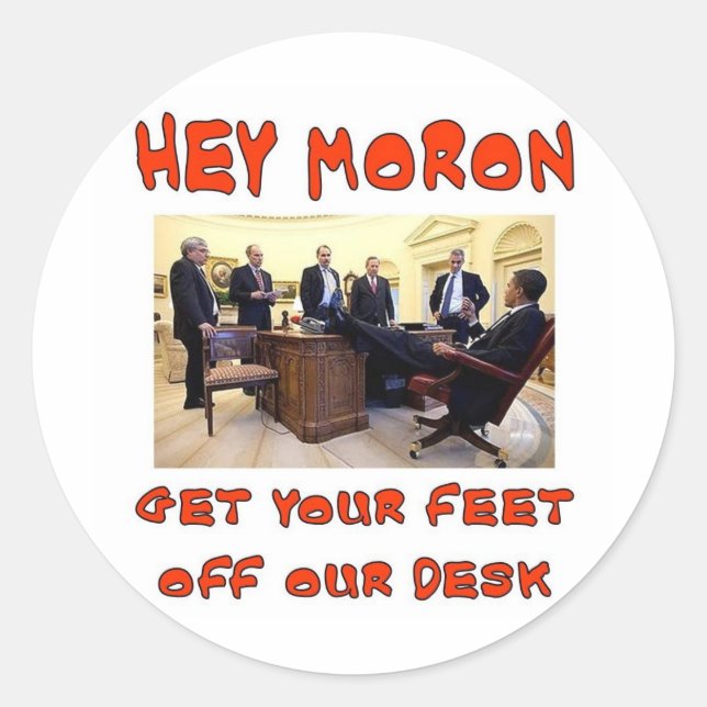 HEY MORON CLASSIC ROUND STICKER (Front)