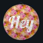 Hey Pink Watercolor Geometric Pattern Dart Board<br><div class="desc">Pink and Orange Watercolor Geometric Pattern dart board with the word “Hey”.</div>