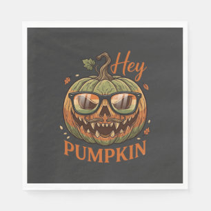 Hey Pumpkin Halloween Jack Lantern Glasses Mustach Napkins