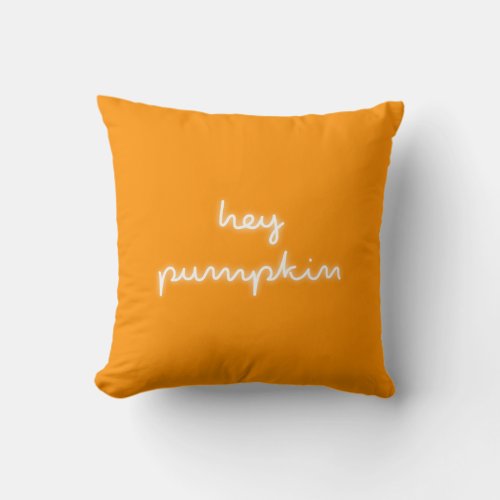Hey Pumpkin  Modern Halloween Fall Orange Stylish Throw Pillow