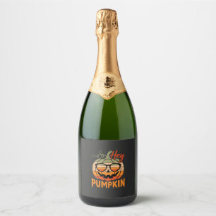 Hey Pumpkin Retro Halloween Sunglasses Sparkling Wine Label
