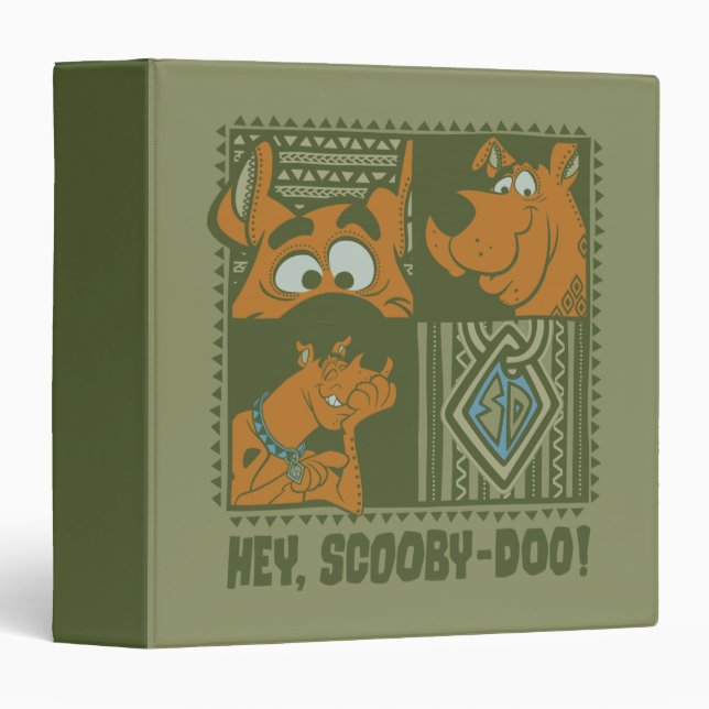 Hey Scooby-Doo Tribal Square Graphic 3 Ring Binder (Front/Spine)
