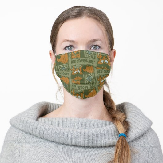 Hey Scooby-Doo Tribal Square Graphic Adult Cloth Face Mask (Worn)