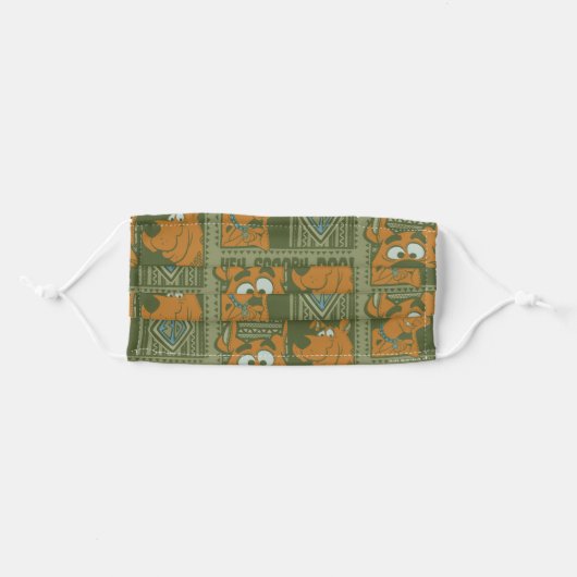 Hey Scooby-Doo Tribal Square Graphic Adult Cloth Face Mask (Front, Folded)