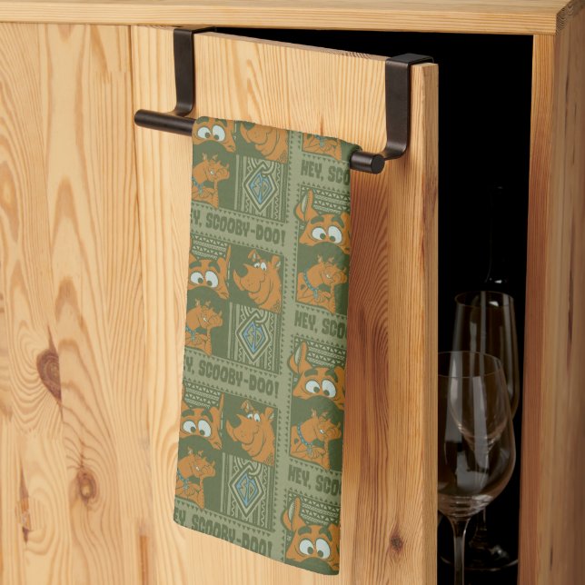 Hey Scooby-Doo Tribal Square Graphic Kitchen Towel (Thirds Fold)
