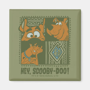 Hey Scooby-Doo Tribal Square Graphic Magnet