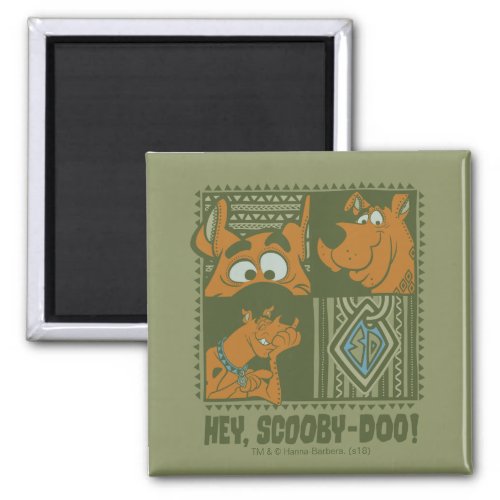 Hey Scooby_Doo Tribal Square Graphic Magnet
