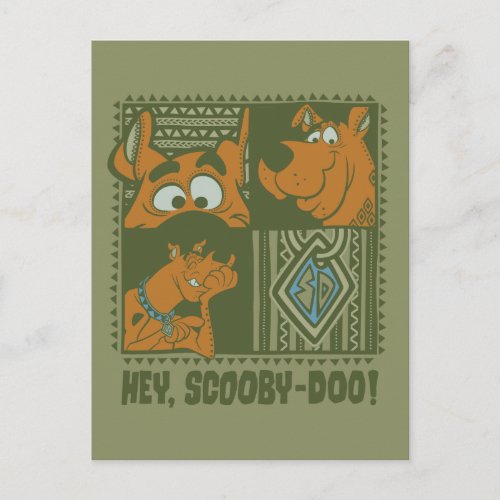 Hey Scooby_Doo Tribal Square Graphic Postcard