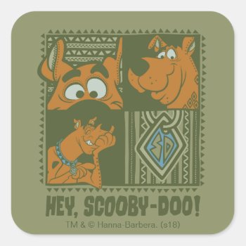 Hey Scooby-doo Tribal Square Graphic Square Sticker by scoobydoo at Zazzle