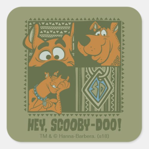 Hey Scooby_Doo Tribal Square Graphic Square Sticker