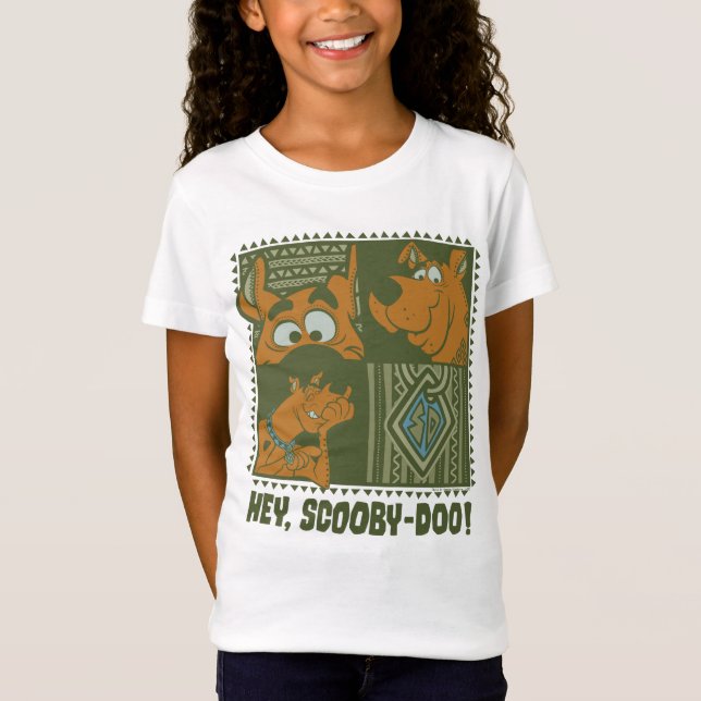 Hey Scooby-Doo Tribal Square Graphic T-Shirt (Front)