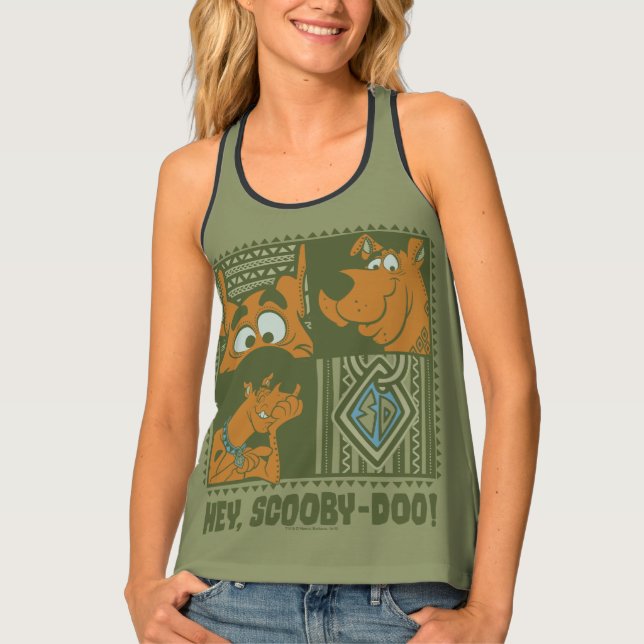 Hey Scooby-Doo Tribal Square Graphic Tank Top (Front)