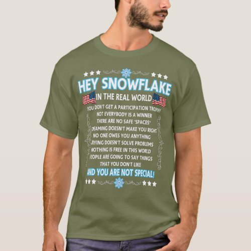 Hey Snowflake the real world  funny veteran gift T_Shirt