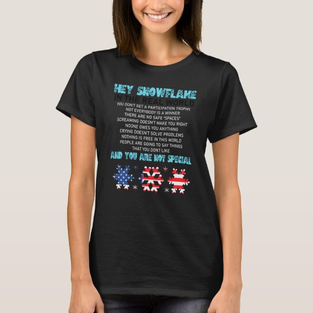 Hey Snowflake The Real World Funny Veteran T-Shirt (Front)