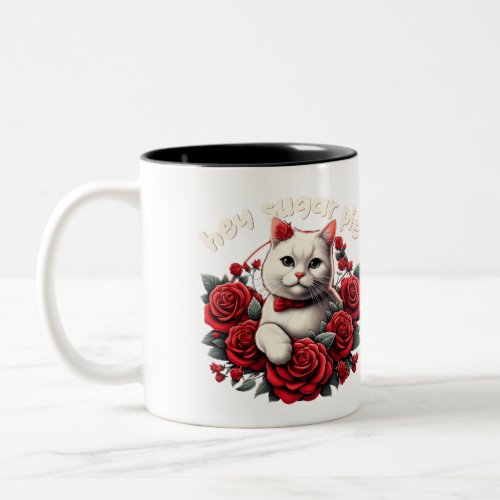 Hey Sugar Pie Floral Cat Mug