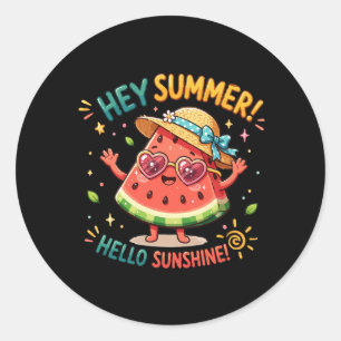 Hey Summer Hello Sunshine Watermelon Classic Round Sticker