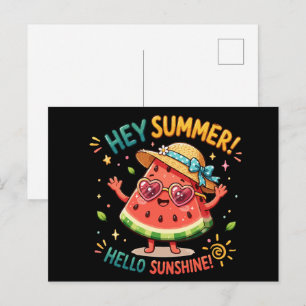 Hey Summer Hello Sunshine Watermelon Postcard