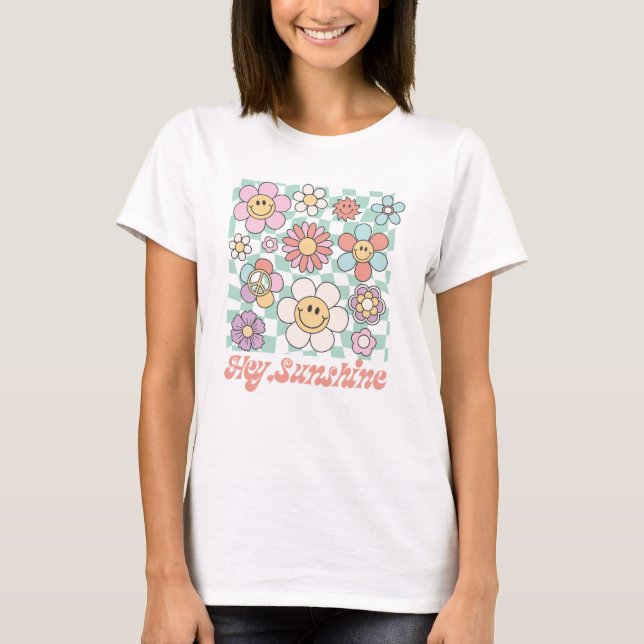 Hey Sunshine Floral Summer T-Shirt (Front)