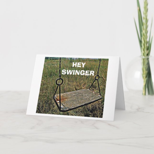 "HEY SWINGER" HAPPY BIRTHDAY CARD (Front)