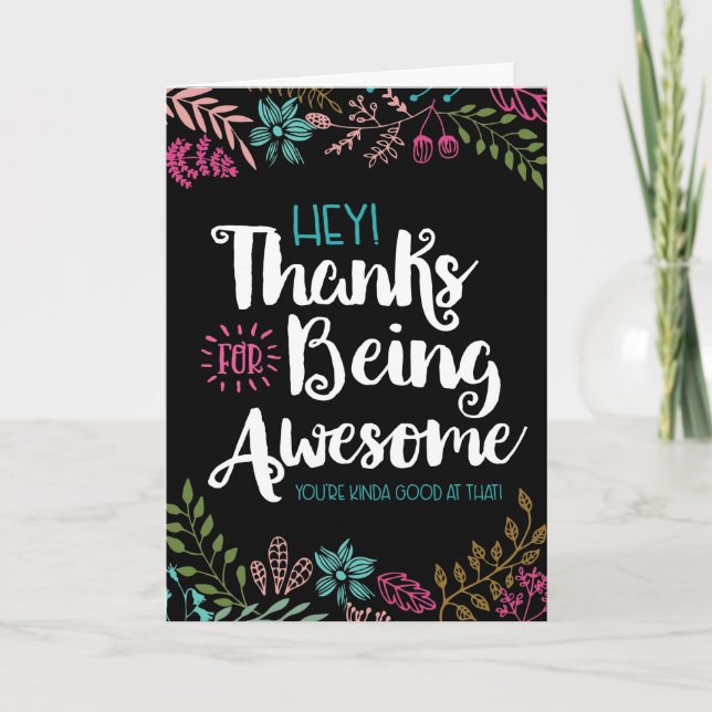 Hey! Thanks for Being Awesome! Letterpress Thank You Card (Front)