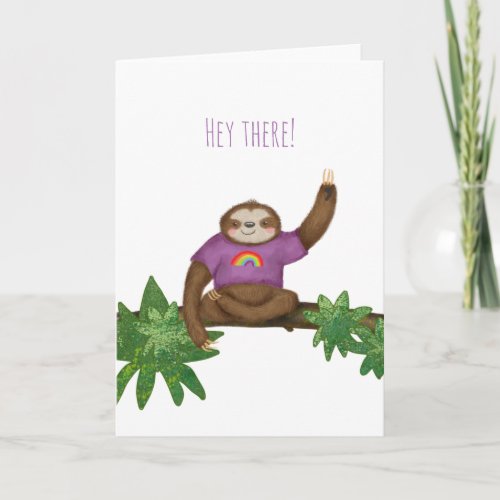 Hey there cute yoga sloth card