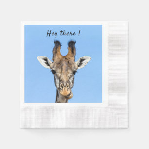 Hey there funny Giraffe photo with text Napkins