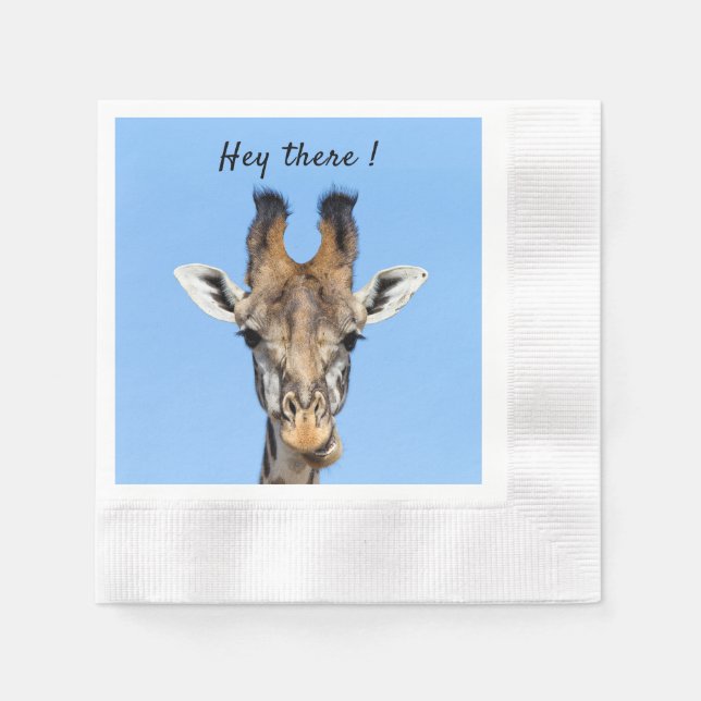 Hey there funny Giraffe photo with text Napkins (Front)