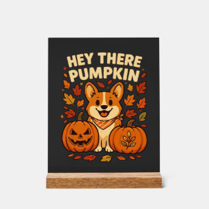 Hey There Pumpkin Corgi Halloween Pumpkins Autumn Acrylic Sign