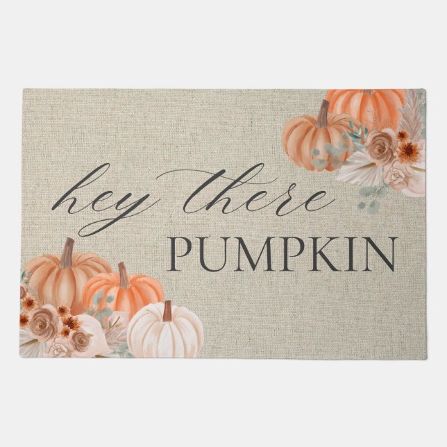 Hey There Pumpkin cute fall doormat (Front)