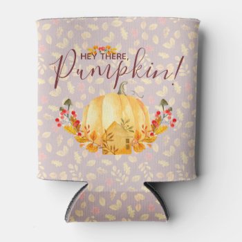 Hey There Pumpkin Fall Season Leaves | Halloween Can Cooler by teeloft at Zazzle