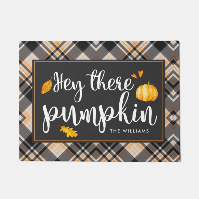 Hey There Pumpkin | Personalized Fall Doormat (Front)