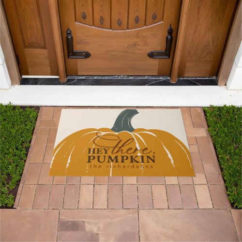 Hey There Pumpkin Personalized Fall Doormat