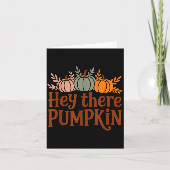 Hey There Pumpkin,trendy Fall Autumn Halloween Ret Card (Front)
