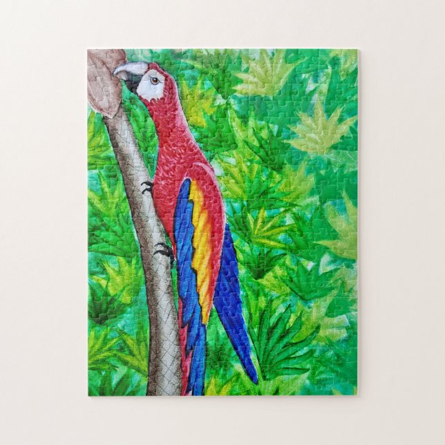 Hey, There’s a Scarlet Macaw in That Tree!  Jigsaw Puzzle (Vertical)