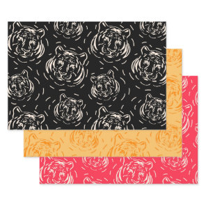 Hey there Tiger pattern trio wrapping paper sheets