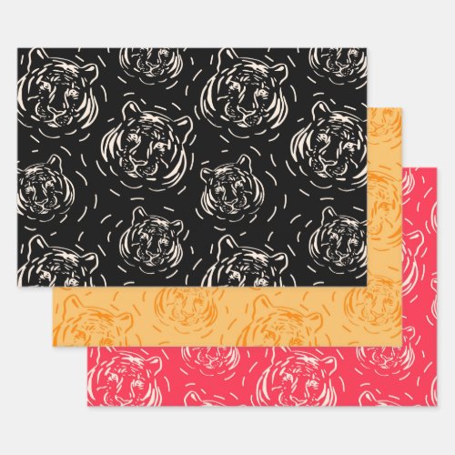 Hey there Tiger pattern trio wrapping paper sheets