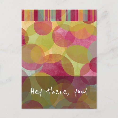 Hey There You Friendly Red Yellow Orange Green Postcard