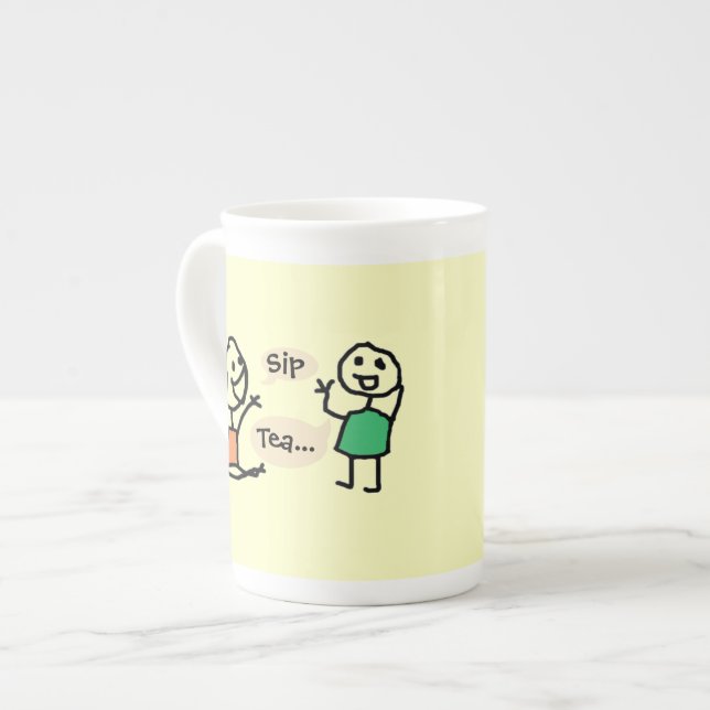 Hey Wanna Sip Tea Bone China Cups by RoseWrites (Front Left)