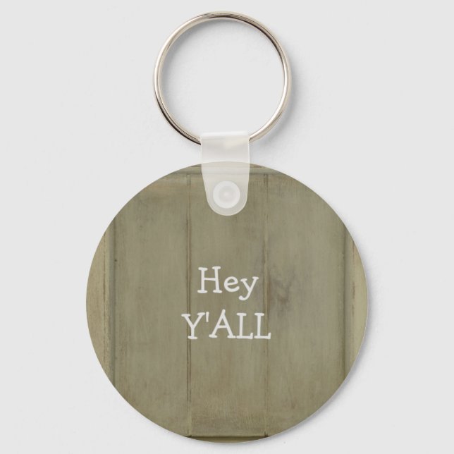 Hey YALL Rustic Wood Keychain (Front)