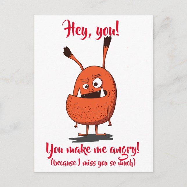 Hey You/ I Miss You/ Monster/ Personalized Postcard (Front)