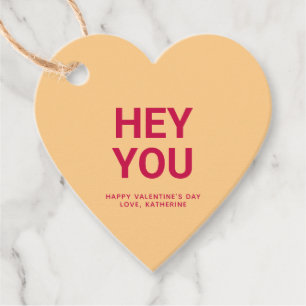 Hey you orange heart funny cute Valentine's Day Favor Tags