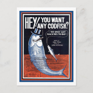 Hey, You Want Any Codfish? Songbook Cover Postcard