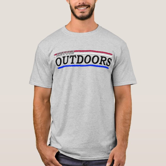 HeyCuz Outdoors Red White and Blue Stripes T-Shirt (Front)