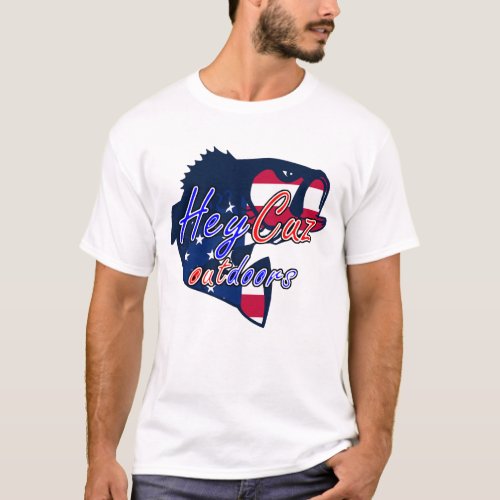HeyCuz Outdoors USA Flag Fish Logo T_Shirt