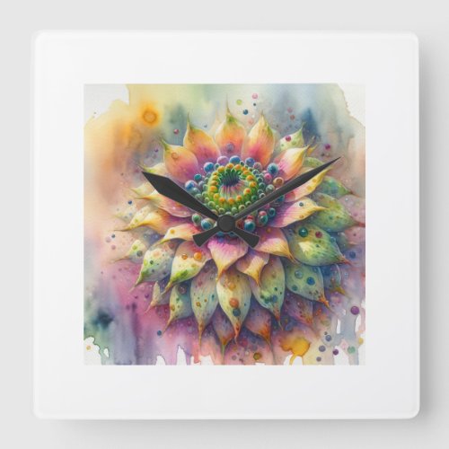 Heyuannia in Watercolor 130624AREF125 _ Watercolor Square Wall Clock