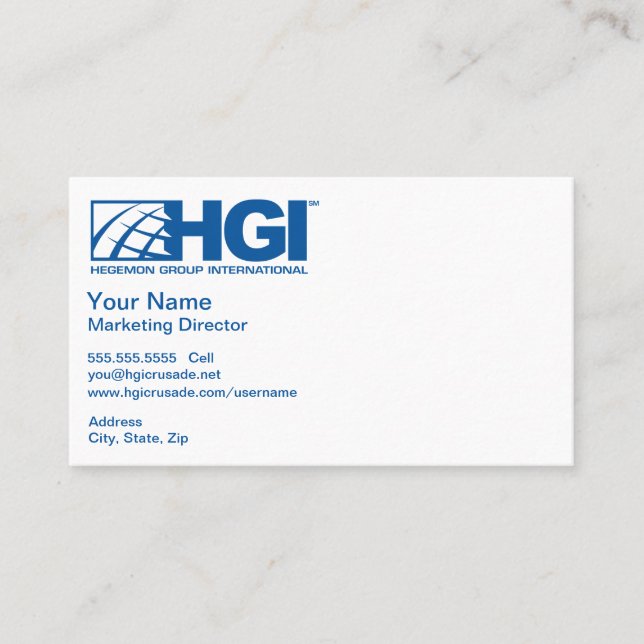 HGI Marketing Director Business Card (Front)
