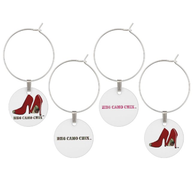 HH6 Camo Chix™ Set of Four Wine Charms (Staggered)